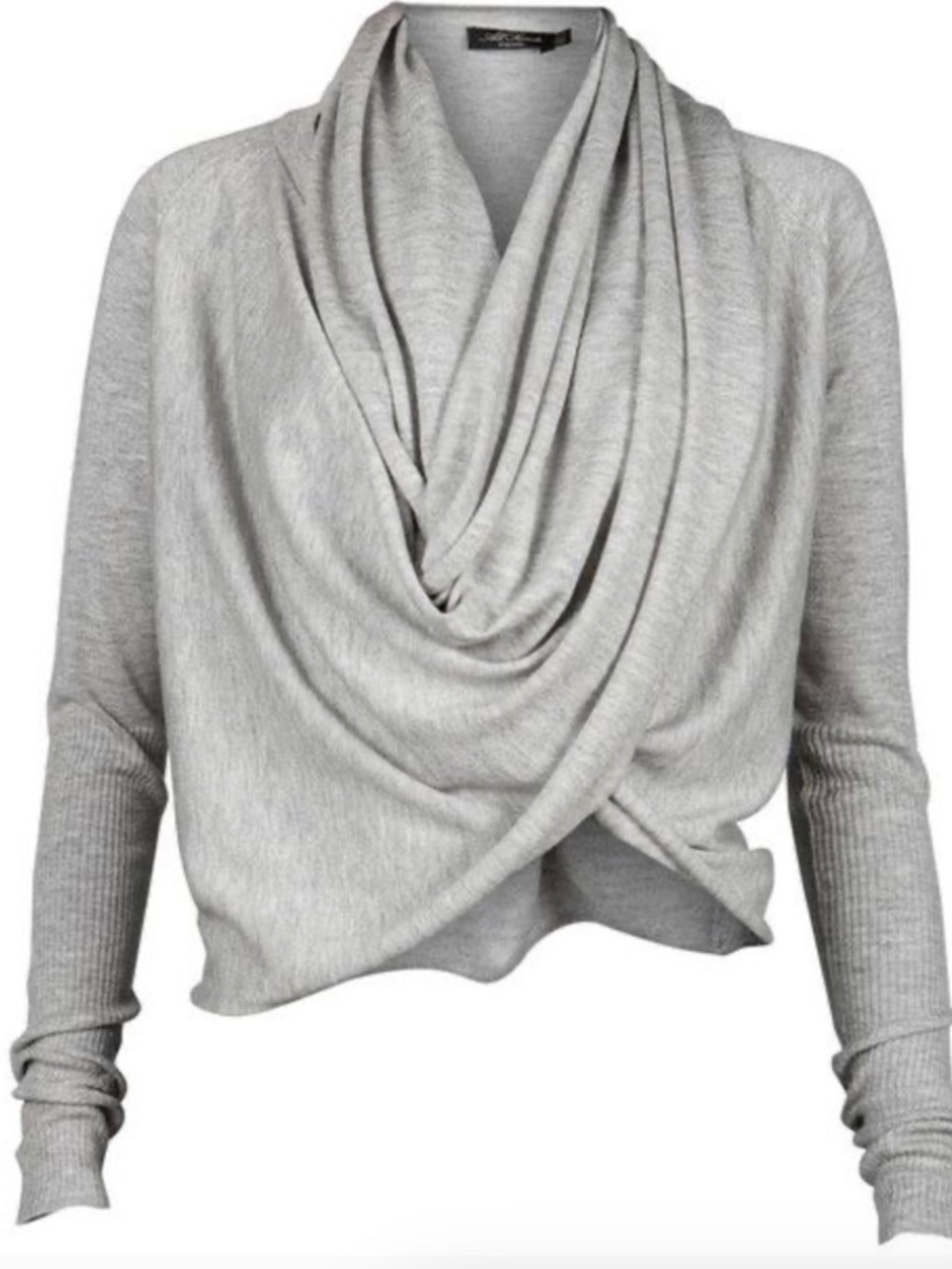 All Saints Gray Draped Cowl Sweater
